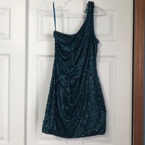 Sequin teal party dress